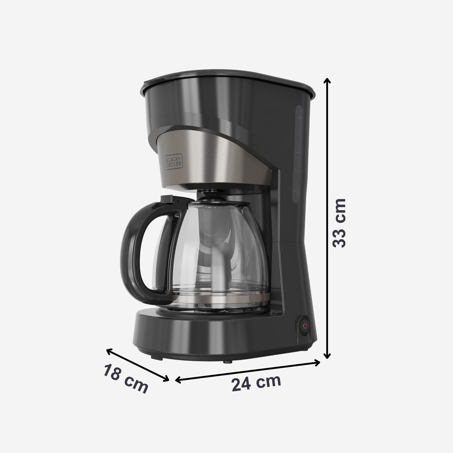 Black+Decker - Cafetera de Goteo 12 Tazas, 1,5L, 1000W, Antigoteo, Acero Inox