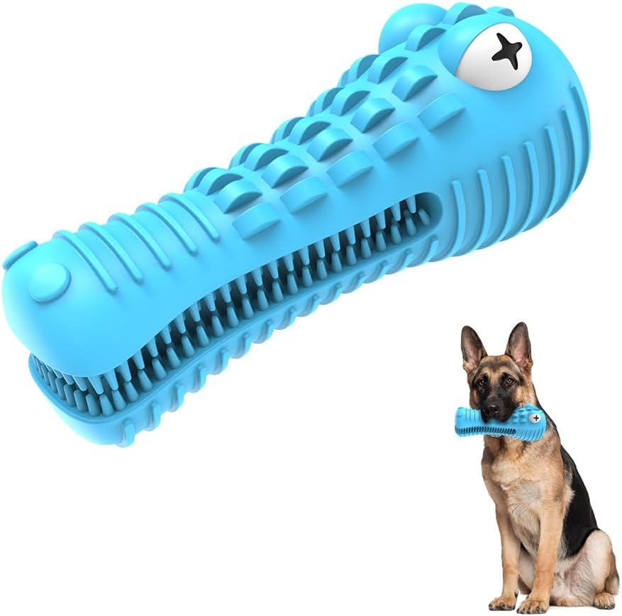 Dog Toys for Aggressive Chewers, Indestructible Toys for Medium Large Breed | Interactive Tough Dog Squeaky Toys to Keep Them Busy, Natural Rubber Durable Dog Chew Toys Toothbrush Teeth Cleaning Toys