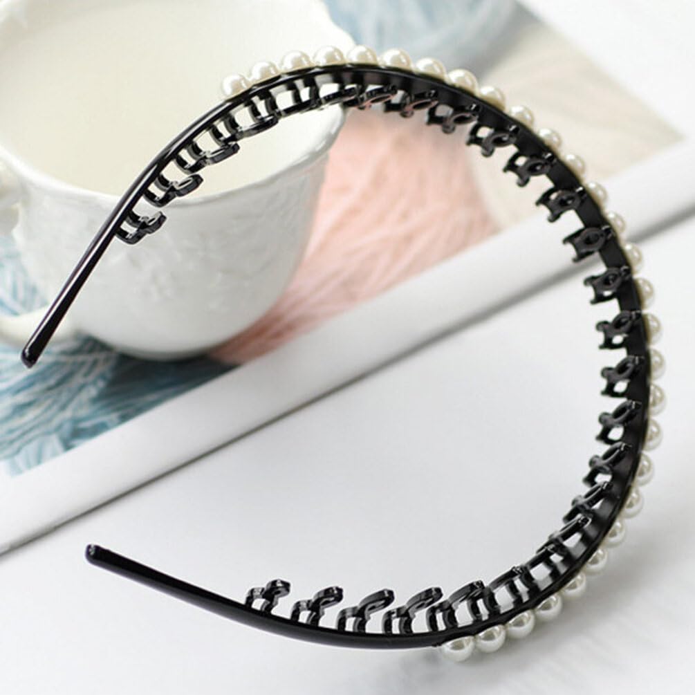FRCOLOR 6 Pcs Girls Hair Comb Headwear Teeth Comb Hair Band Pearl band Pearl Teeth Headwear Headband Grip for Girls Pearls Headbands for Women The Lazy Bangs Miss