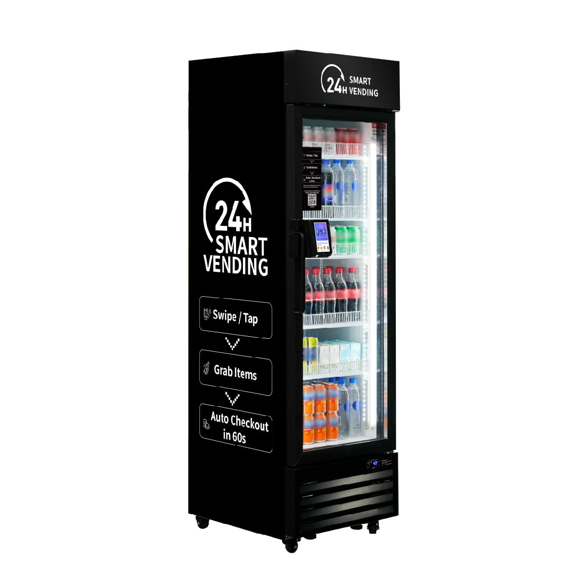 HAHA AI Smart Open-Front Vending Machine - 245-Capacity Commercial Refrigerated Unit for Offices/Schools/Gym, with Contactless Payment, AI Visual Recognition & App Management US360