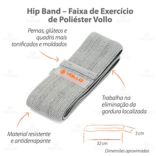 Hip Band Faixa de Exercício de Poliéster 32X5 cm Vollo Sports