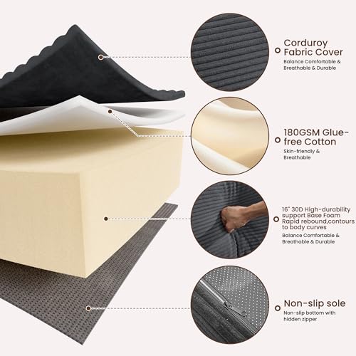 Image of 106 inch Cloud Sectional Boneless Couches for Living Room, Modular L Shaped Couch with Deep Seat Oversized Right Facing Chaise, Memory Foam Compressed Spineless 3 Seater Sofa for Apartment, Grey