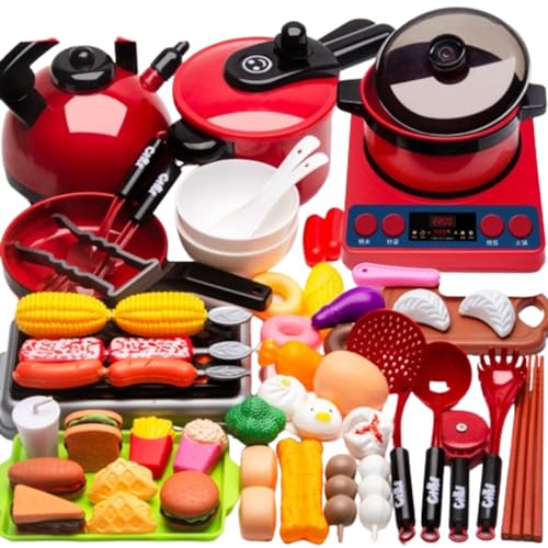 Yubbuio おままごと キッチンおもちゃ フルーツ/野菜/ピザ/調理器具 リアル料理 切れる おもちゃセット ごっこ遊び 誕生日プレゼント 子供用 赤ちゃん カッティングおもちゃ (厚みのあるキッチン用品61点セット)