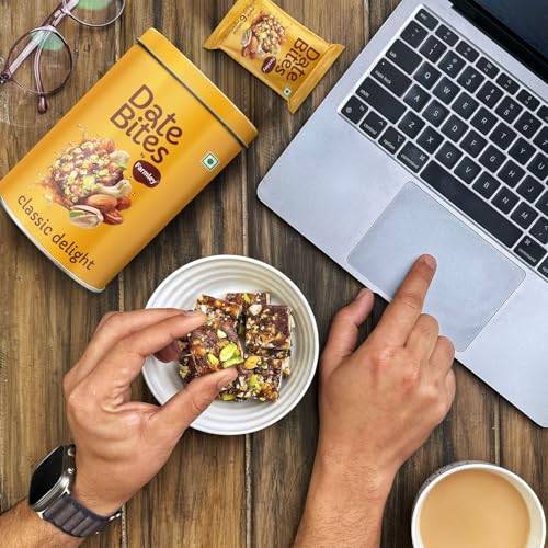 Image of Farmley Classic Date Bites (200 g, Pack of 2) I Dates Barfi Made with Dates, Pista, Cashews, Almonds, Honey and Pure Ghee I Dry Fruits Nuts, Healthy Sweets, Gluten Free, No Added Sugar,
