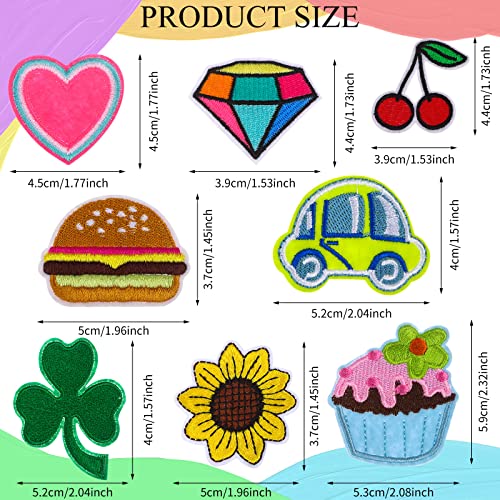 30 Pcs Iron On Hippie Vintage Patches Appliques Burger Fries Fruit Embroidered Patches Sew-On Decorative Repair Patches For Backpacks Jeans Jackets And Clothes Diy Craft #TOP1