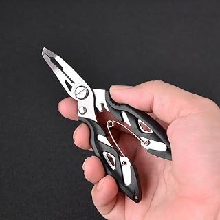 Fishing Pliers with Split Ring Tip & Line Cutter,Multi-Tool Fish Hook Remover,Stainless Steel Fishing Tool for Saltwater/Freshwater