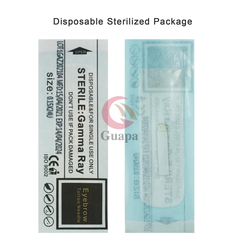 0.15mm Fine Line Tattoo Tebori Needle Flex Microblading U-Nano Blades 24U Stainless Steel Needles for Permanent makeup 3D Nano Eyebrow Manual pen (Pack of 30pcs 24U)