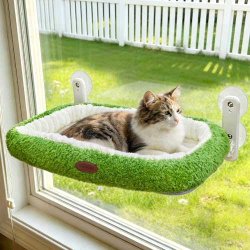 WOOCHPET-US Woochpet Cat Window Perch, Foldable Cat Hammock with Sunken Design & Removable Soft Cover with 4-Sided Bolster,4 Strong Suction Cups Window Resting Seat for Resting Indoor Kitten