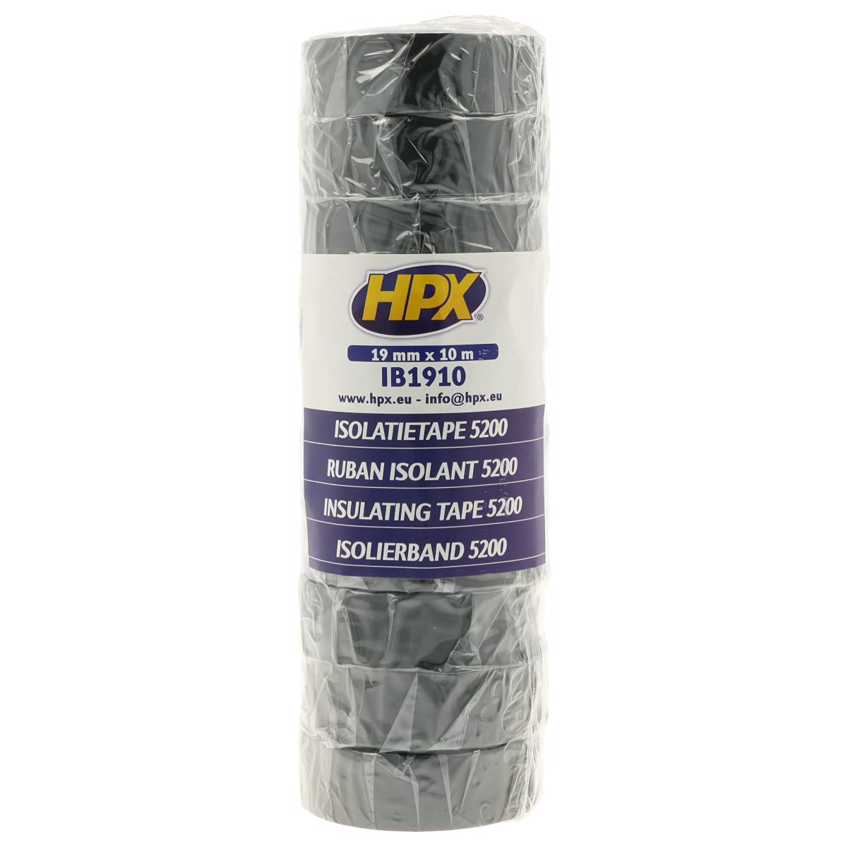 HPX IB1910 Isolierband PVC 5200 – schwarz, 19 mm × 10 m
