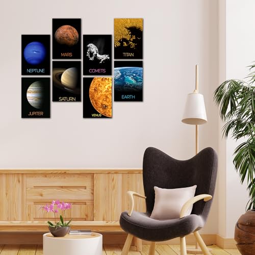 Image of Flybuy Hub Wall Art Posters, 20x30 cm (A4), Self-Adhesive, F-1 Racing Design for Bedroom, Living Room, Office (Solar System Pack of 8)