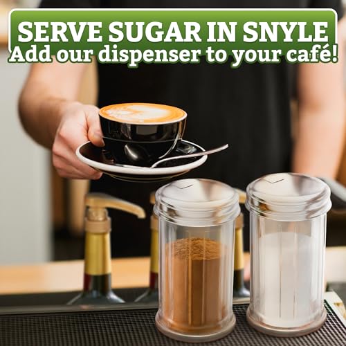 Image of 12 Oz Glass Sugar Container for Coffee Bar Set of 2 - Sugar Dispenser with Pour Spout - Stainless Steel Flip Lid, Smooth Pour Control for Coffee, Tea, Baking & Cooking | Countertop or Table Use