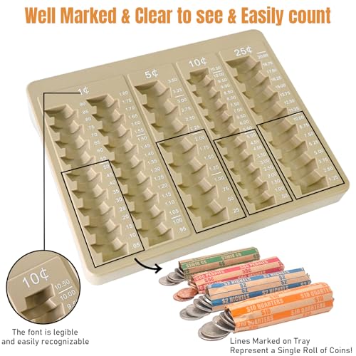 L Liked LD-CWP150-CCT 1Pcs Brown Coin Counter Tray-Coin Sorter Tray thumb #2