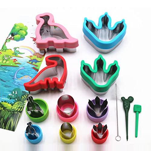 Changlesu Ausstechformen Kinder set-13 Stück Sandwich Ausstecher Brotausstechformen Edelstahl für DIY, Küche, Backen, Dinosaurier Thema Geburtstag Party (Dino) Cover