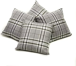 Red Rainbow Set of 4 Grey Tartan Check 18 inch Cushion Covers