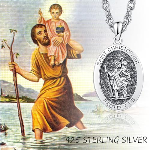KINGWHYTE St Michael/St Christopher Necklace S925 Sterling Silver Archangel Saint Michael Protect US Pendant Jewelry Graduation Gifts for Women Men4