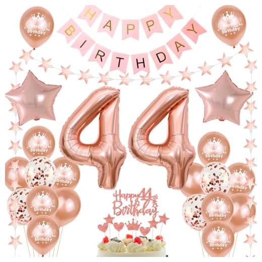 Globo de 44 cumpleaños, color oro rosa, decoración de cumpleaños para mujer, 44 años, decoración de 44 años, decoración de 44 años, decoración de 44