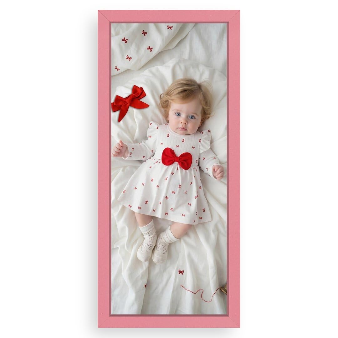 Procut Global Baby Pink 26x8" Modern Picture Frame for Nursery, Baby Gift - Photo Frame with Perspex Front, Wall or Tabletop Display - Keepsake for Newborn, Baby Shower & First Photo Memories