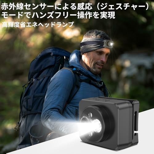 3T6B ヘッドマウントカメラ アクションカメラ 1080P HD録画 照明付き 手ぶらアクションカメラ 暗所撮影可能 スマホ転送用OTGアダプター付属 上下45°調節 超軽量60g 感応/ボタン点灯2モード 釣り/キャンプ/アウトドア/作業記録に