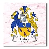 Carpe Diem Designs Fisher Family Crest/Coat of Arms Ceramic Tile for Coaster, Hot Plate, Trivet or Decorative Accent