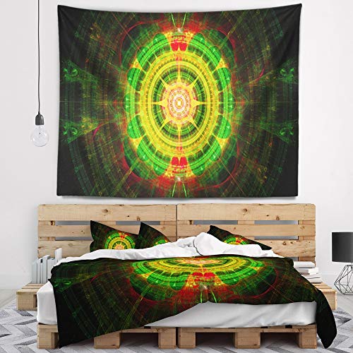 [Design Art] EH[^yXg[B 'Bright Green Fractal Sphere' Abstract Tapestry Blanket Decor Wall Art for Home and Office yʃ|GXenō