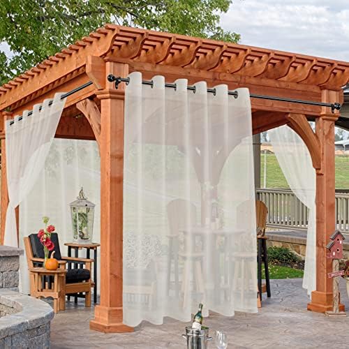 Amazon.com: HolidayIdeas Beige Outdoor Sheer Curtains for Patio ...