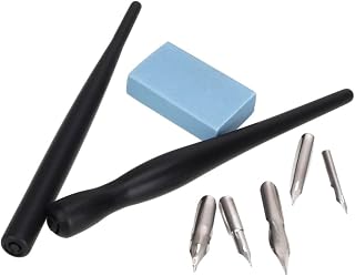BESPORTBLE Cartoon Dip Pen Set with Five Nibs and Eraser Black
