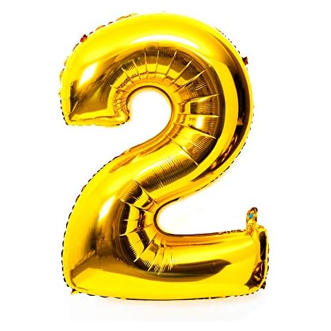 YPSelected 40 Inch Gold Large Foil Helium Number Balloon Birthday Wedding Party 0-9 (2) Cover