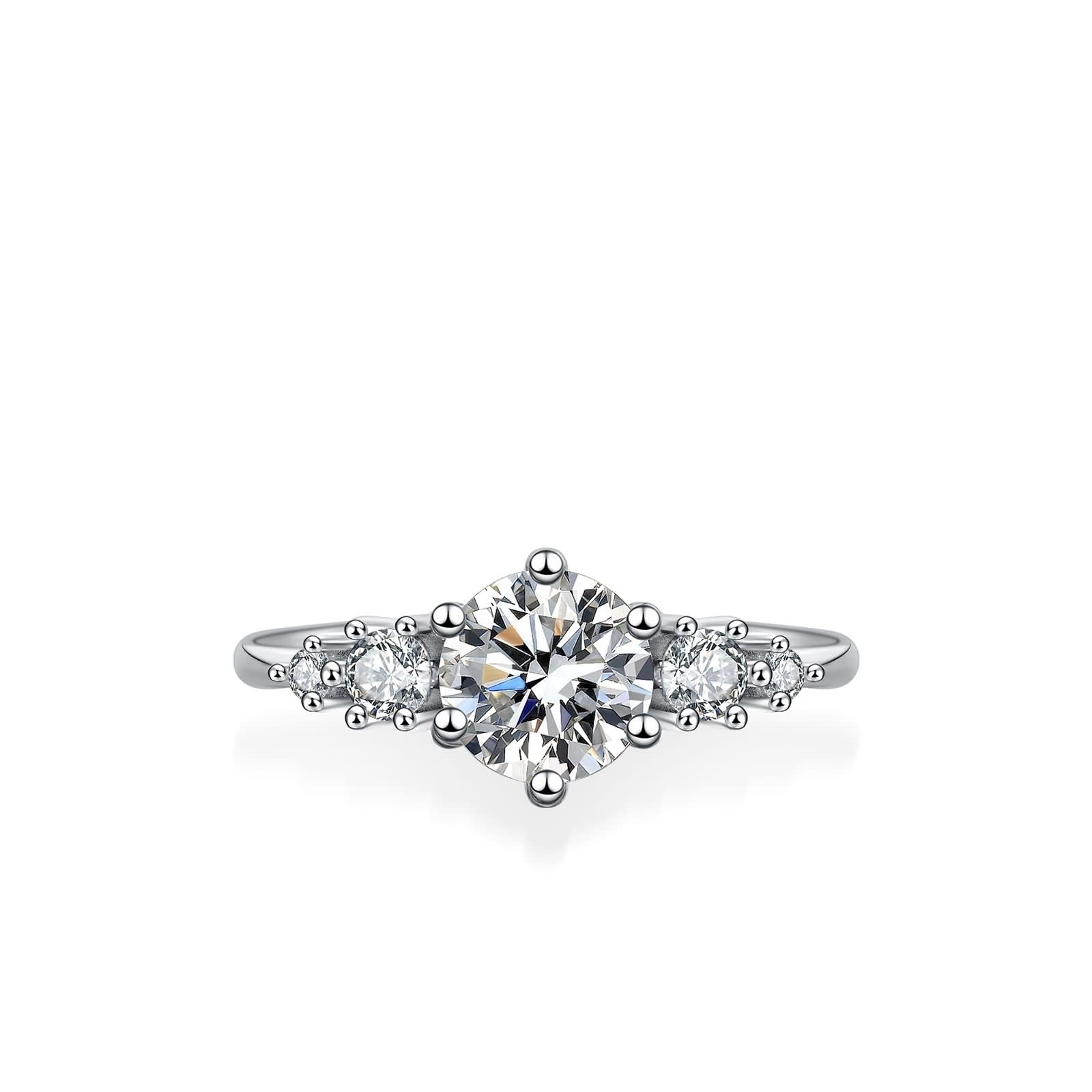 Anillo de oro blanco para mujer, anillos de compromiso, moissanite, 1 ct, anillo de boda solitario, elegante anillo de oro para mujer