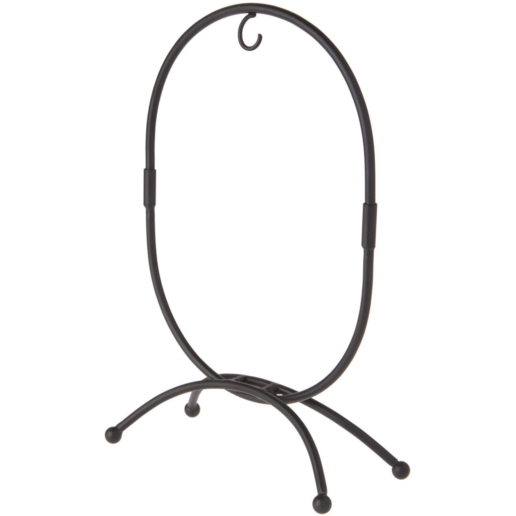 Bard's Oval Shaped Black Wrought Iron Ornament Stand, 11" H x 7.25" W x 7.25" D
