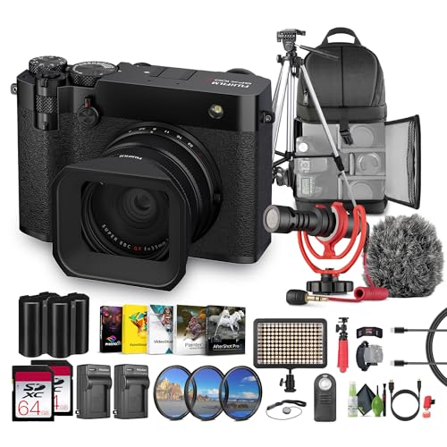 FUJIFILM GFX100RF 102MP Large Format Mirrorless Digital Camera Powerful Compact Rangefinder 4K/30p Video 35mm F4 Lens Built-in ND Filter Bundle + 64GB Memory Card + Rode Microphone +More- Silver