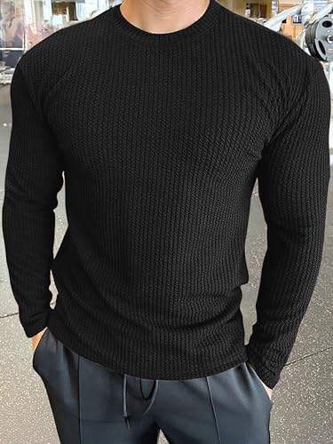 Image of Noble Monk Men's Round Neck T Shirt |Full Sleeves |Solid Pattern | Casual T-Shirt for Men