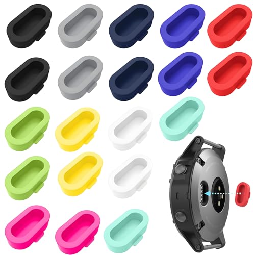 DGMI 20 Bouchons Anti-Poussière en Silicone pour Garmin Fenix 7S/7/6/6S/6X/5/5S/5X, Venu 3/3s/2, Instinct 3/2/2X, Vivoactive 5/4/4s/3, Forerunner 45/245/745/945 - Multicolore