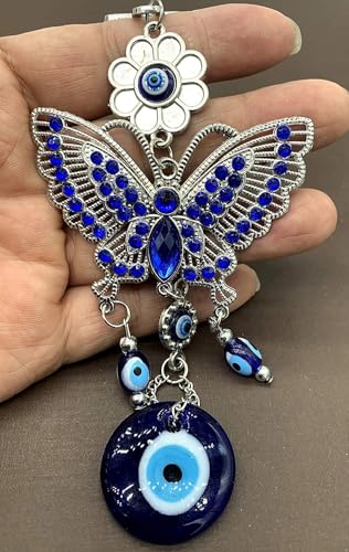 Image of BLUE BEADS Turkish Feng Shui Vastu Blue Glass Evil Eye Hanging /Door Hanging Nazar Batu for Protection and Good Luck - Perfect for Gifting Home or Office (BUT01)