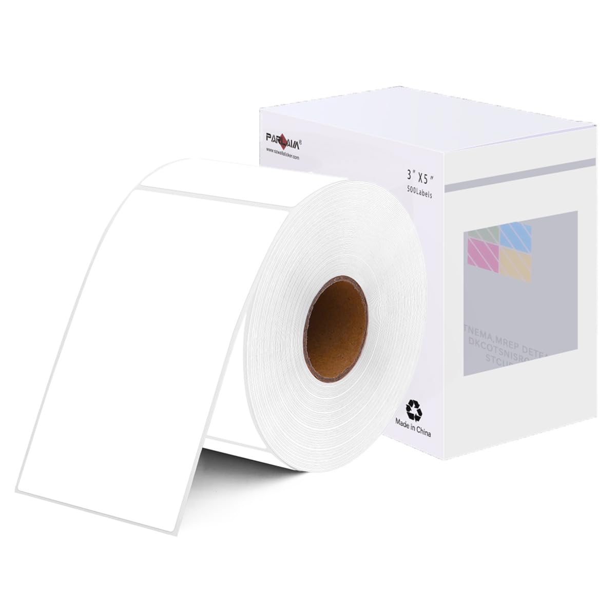 PARLAIM 3 X 5 Inch Adhesive Rectangular Color Coding Stickers, 500 PCS Square Inventory Label Name Tag Per Roll (White)