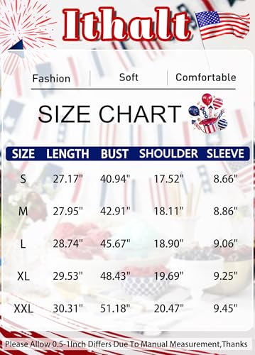 Image of Ithalt Men's American Flag Shirt 4th of July T-Shirt USA Patriotic Tee Shirt Independence Day Top