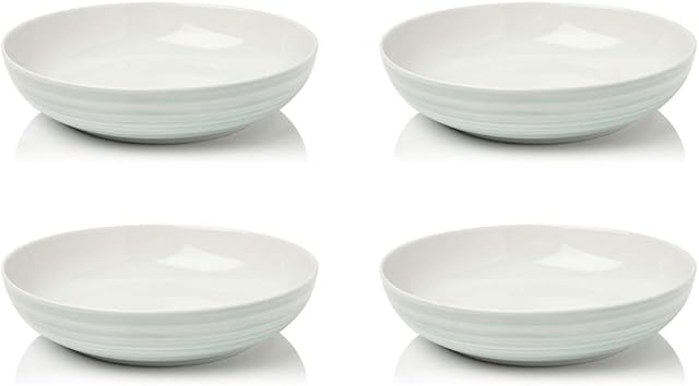Sabichi Green 4pc Porcelain Pasta Bowls Set - Microwave & Dishwasher Safe Pasta Bowls Set of 4 - Pasta, Salad & Soup Bowls - Camping, Dining, Party & Breakfast Accessories