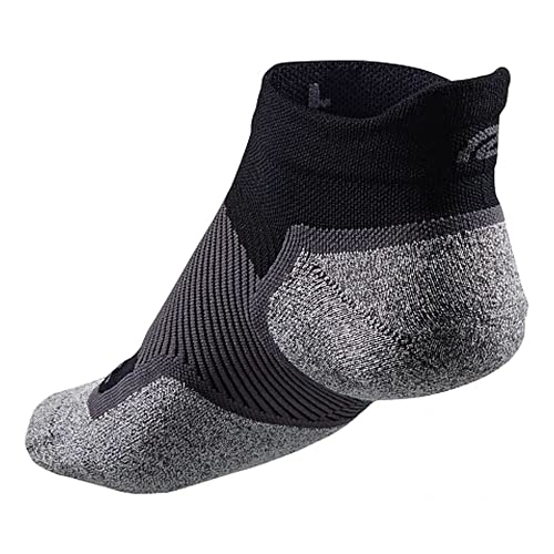 Road Runner Sports R-Gear OS1st Ultimate No Show Socks, Men and Women, Black, M, 3 Pairs2