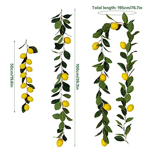 Kuppn Artificial Lemon Garland,Artificial Fruit Garland Vines With Fake Yellow Lemons And Green Leaves,195Cm Simulation Summer For Front Door,Wall Home Decorations,(210524Tw03-3-10551-1134226842) #TOP5