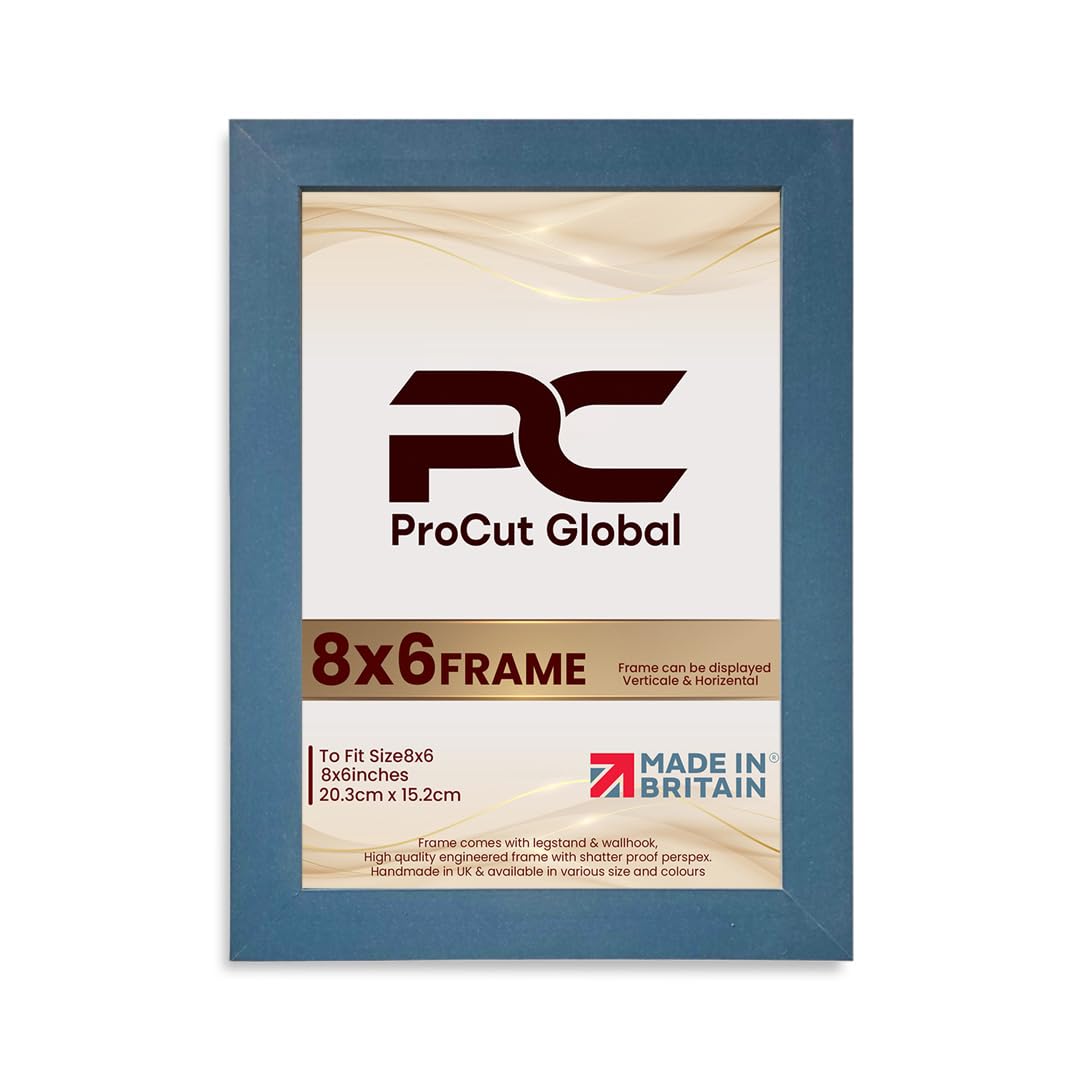 Procut Global 8X6 Navy Blue Picture Frames - Modern Wooden Photo Frame with Shatterproof Perspex for Wall or Tabletop - Perfect for Posters, Certificates, Prints - Sizes & Colors Available