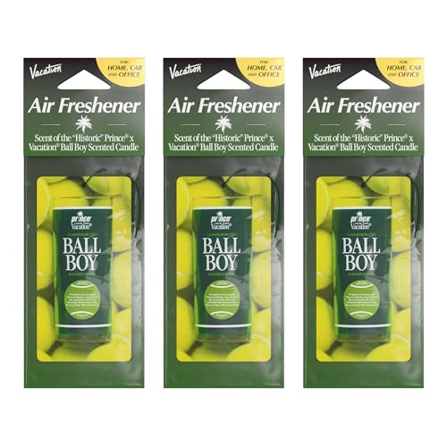 Image of Vacation Car Air Freshener, Pack of 3 - Hanging Air Freshener for Car, Home and Office, Ball Boy Tennis Candle Signature Scent, Long-Lasting Deodorizer