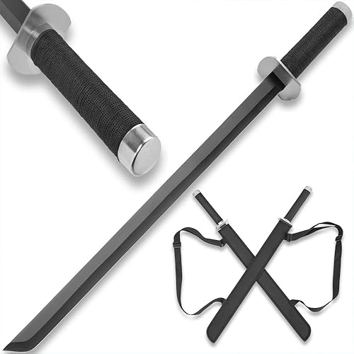UNITED CUTLERY Double Strike - Juego de espada ninja doble con funda de arnés para el hombro, cuchillas de acero inoxidable, puntos Tanto puntos,