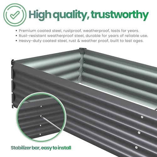 Jcpozvk 6X2X1 FT Metal Raised Garden Bed Kit, Heavy Duty Outdoor Rectangular Planter Box, Bottomless Design for Deep Root Vegetables, Flowers & Herbs, Easy Assembly(Dark Gray 2PCS) — view 5