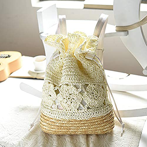 Image of Women Straw Backpack Summer Beach Casual Casual Daypacks,Beige, large