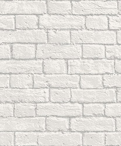 Coloroll Glitter Brick White Wallpaper M1038 - Faux Wall Glitter Morta