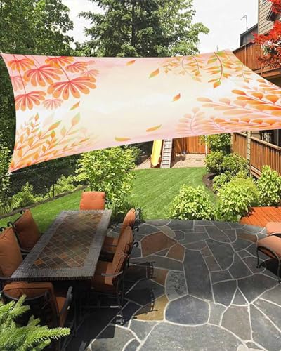 Thanksgiving Day Outdoor Patio Sun Shade Sail 6.5' x 10' Rectangle Waterproof Sun Sail Shades UV Block Sunshades Fall Ombre Floral Leaf Red Patio Shade for Backyard Garden Outside Deck Cover