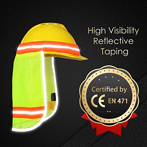 Evridwear High Visibility Neck Sun Shield with Reflective Stripe, Safety Hard Hat Shade with Breathable Mesh Elastic Band for Construction, Outdoor Activities, Landscaping from UV - Thumbnail 4