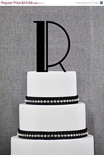 ON SALE Monogram Personalized Initial Cake Topper in your Choice of Colors Art Deco Cake Topper Elegant Wedding Topper Unique Topper