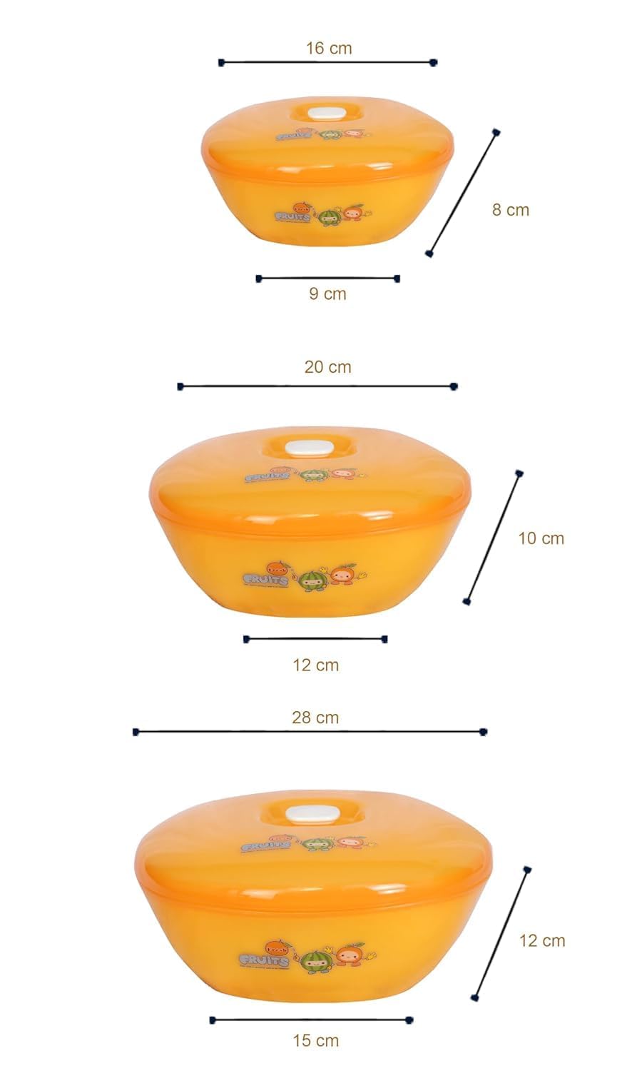 7Seas Unbreakable Serving Bowl Set with Lids | Airtight Food Storage & Kitchen Containers | BPA-Free, Durable & Stackable Bowls for Snacks, Salads, Curries & More (3-Piece, Yellow & White) 2