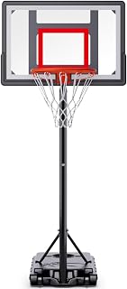 Mayfire Kids Basketball Hoop Adjustable Height 4-8.5 FT, Portable Basketball Goal System with 33" Shatterproof Backboard for Kids Youth Teens in Driveway, Backyard, Outdoor Play
