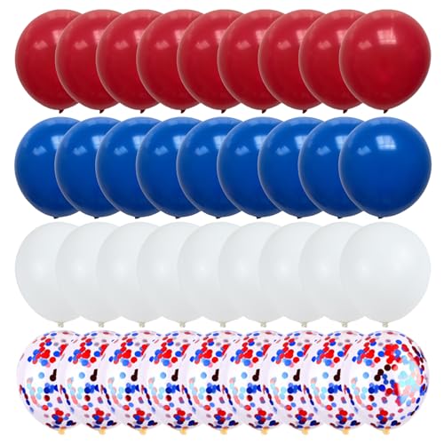 Image of 75pcs Red White and Blue Latex Balloons for 4th of July Decorations Independence Day Patriotic Anniversary 250th Memorial Day